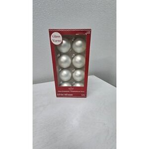 New Ashland Glass Christmas Ornaments White 2.5" 8 Ct. In Each